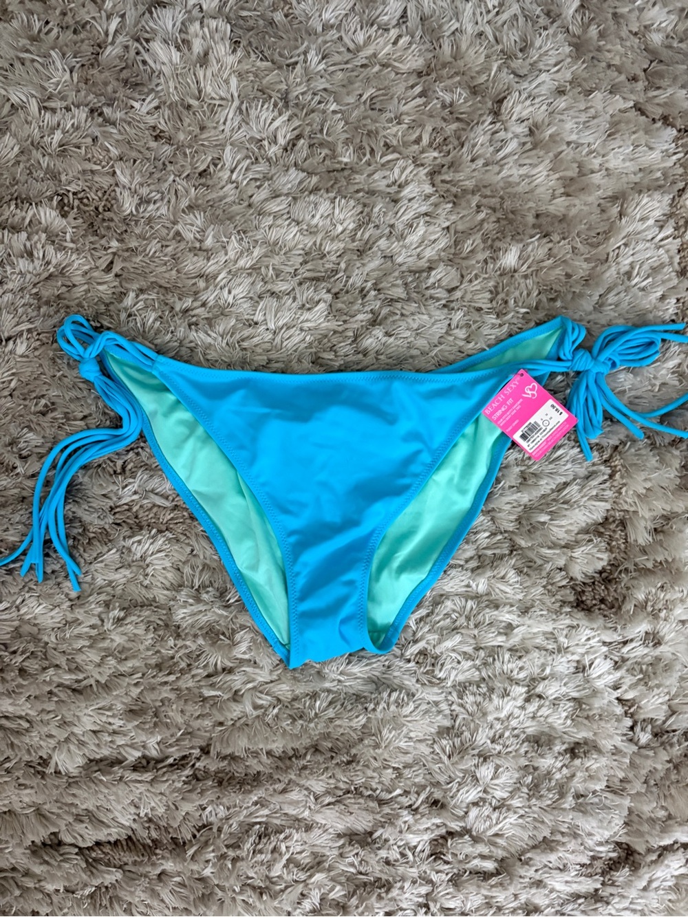 Victoria's Secret Turquoise Tie-Side Bikini Bottom with Aqua Lining